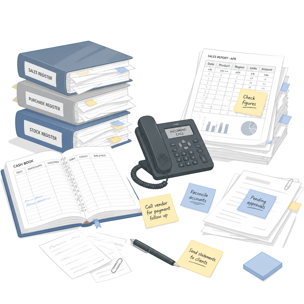 Paper registers, cash books, spreadsheets and phone calls used to run an LPG agency manually